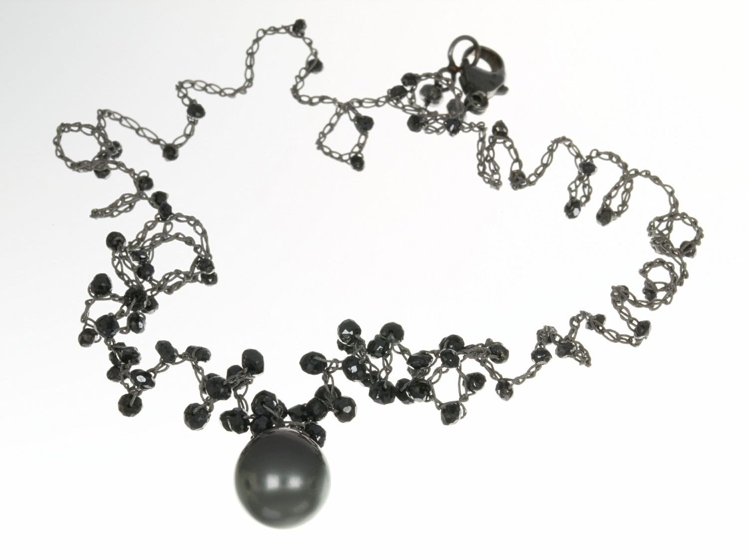 10 mm - 10.5 mm schwarze Diamanten ca. 10,00 ct Kette - Collier 454106.31