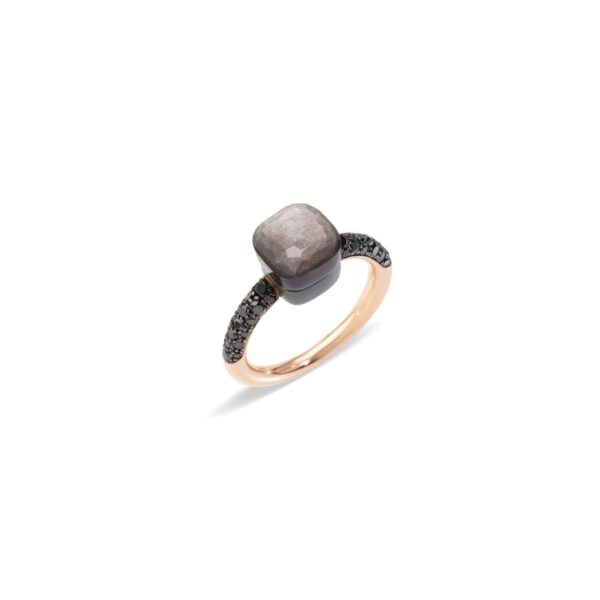 Pomellato Ring Nudo Petit  RG/Titanium Obsidian Black Diamond Ring PAB7040OT000DBKOS