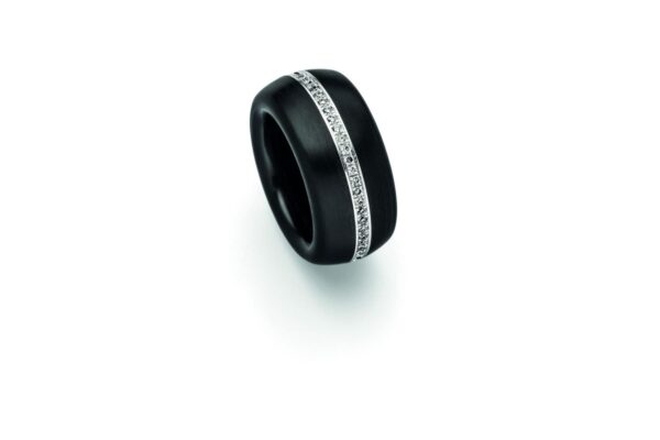 mit POM Delrin Schiene Fassung 18 Kt. Weissgold Ring 2.7796.4W
