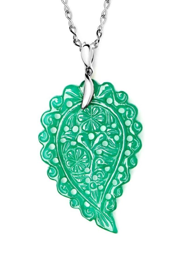SALE 25%: Tamara Comolli India Leaf medium Anhänger P.IND.m.Jad.wg