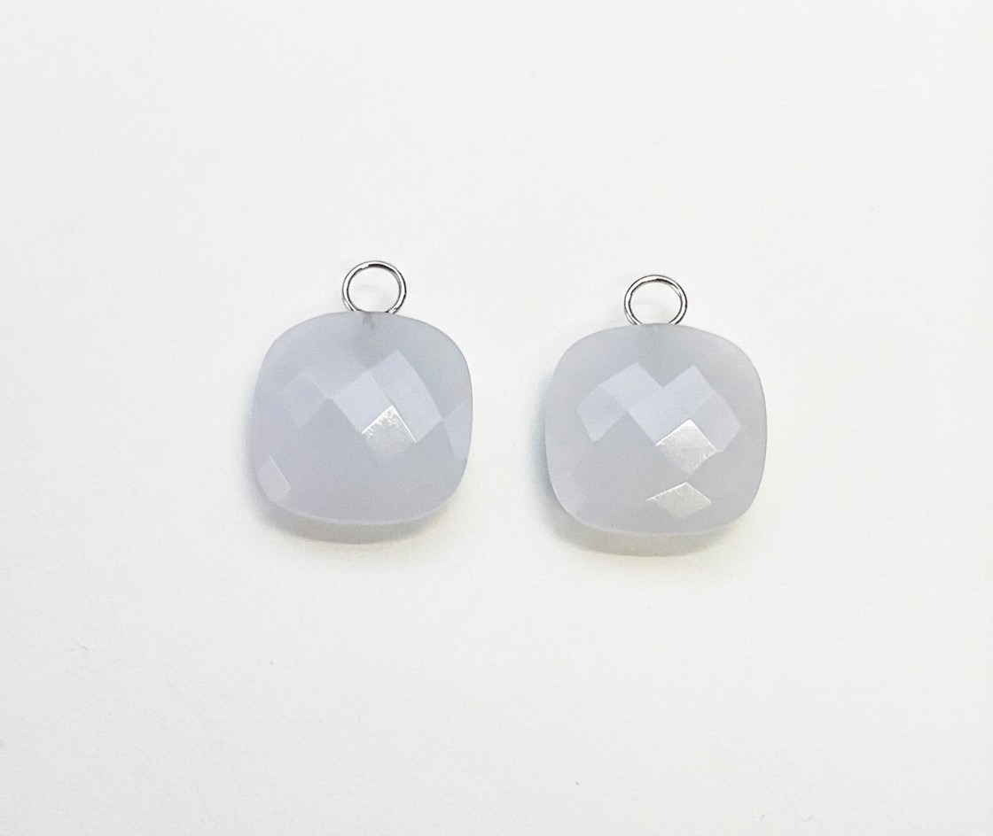 2x Kissen 13x13 Chalcedon Anhänger - Einhänger Chalcedon 13x13