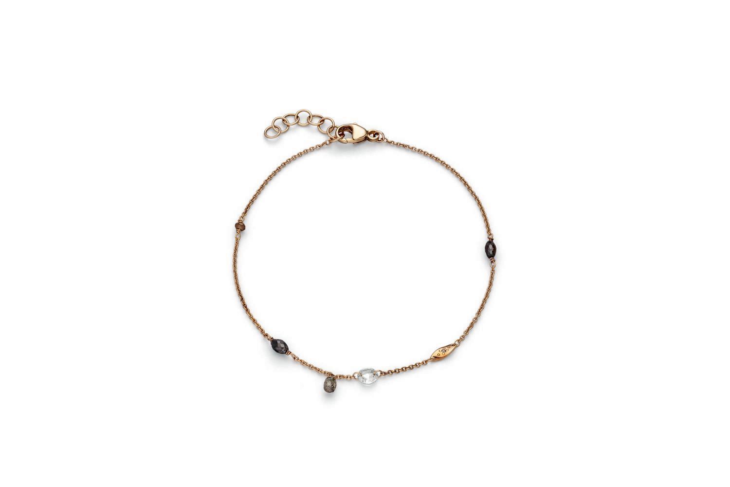 Diamant Briolette braun ca. 0,16 ct - 0,196 ct Diamant Bead dunkelbraun ca. 0,059 ct - 0,072 ct Diamant Rice braun ca. 0,36 ct - 0,44 ct Diamant Rose ca. 0,18 ct - 0,22 ct Armband 5.21582.01