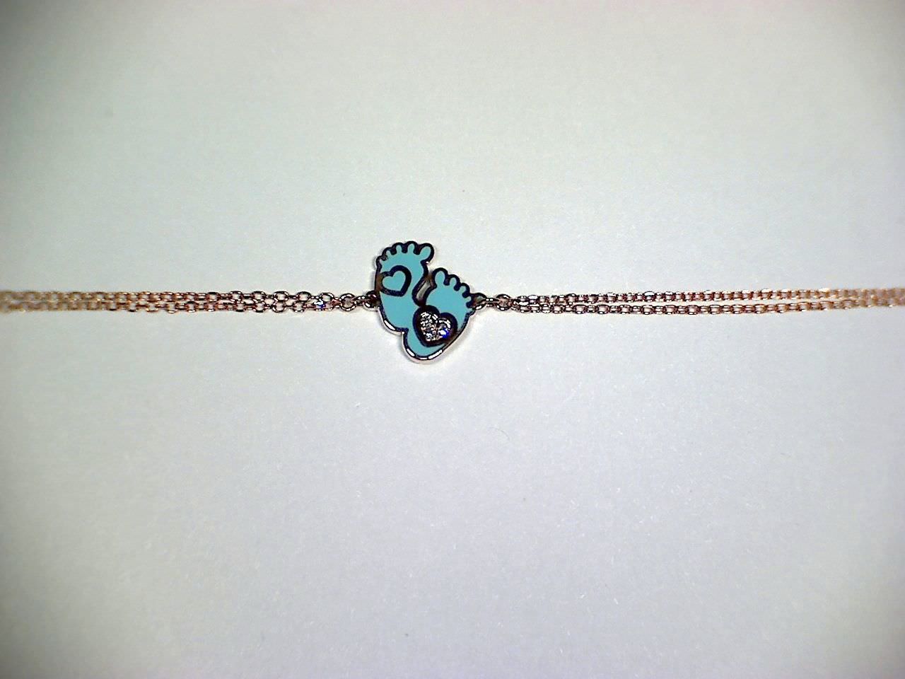 Kinderfüßchen mit blauer Keramik Armband 064613