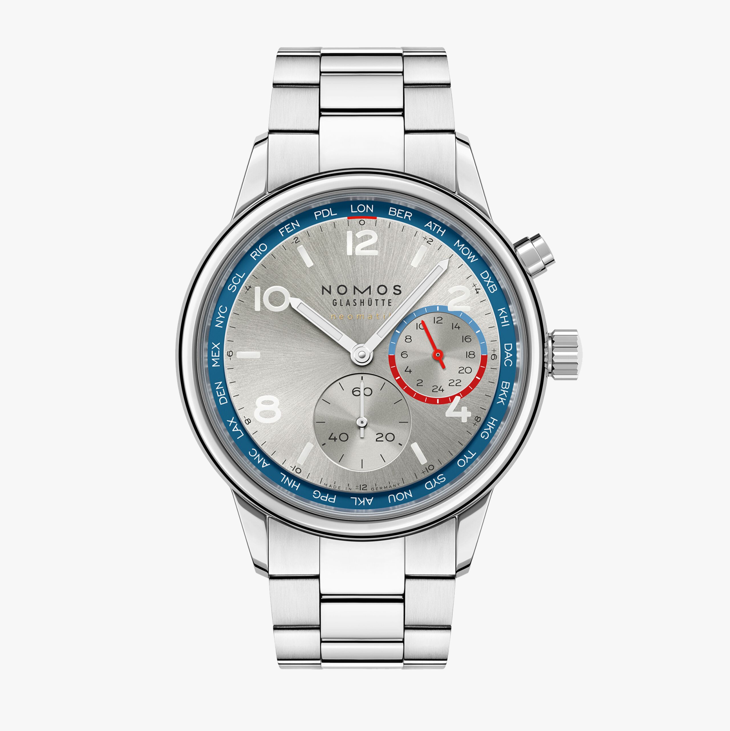 Nomos Club neomatik Weltzeit silber  791