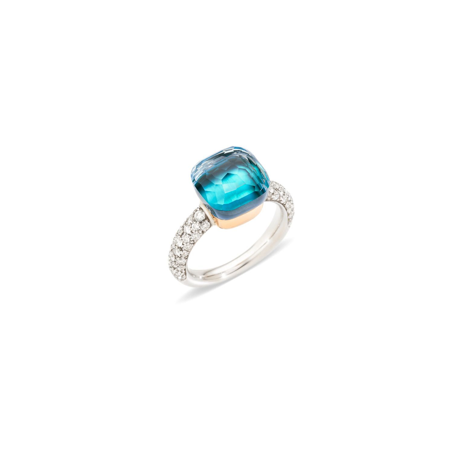 Pomellato Ring Nudo Classic WG/RG Sky Blue Topaz/Agate Diamond Ring PAC0040O6WHRB0YAV