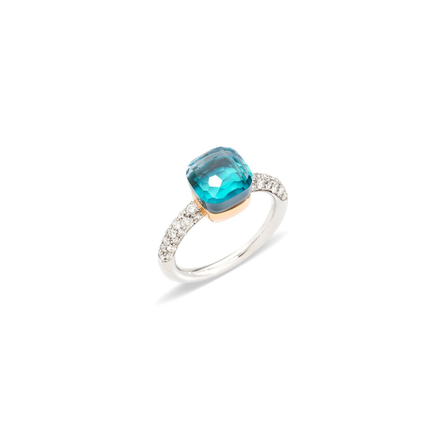 Pomellato Ring Nudo Petit WG/RG Sky Blue Topaz/Agate Diamond Ring PAB7040O6WHRDB0OY