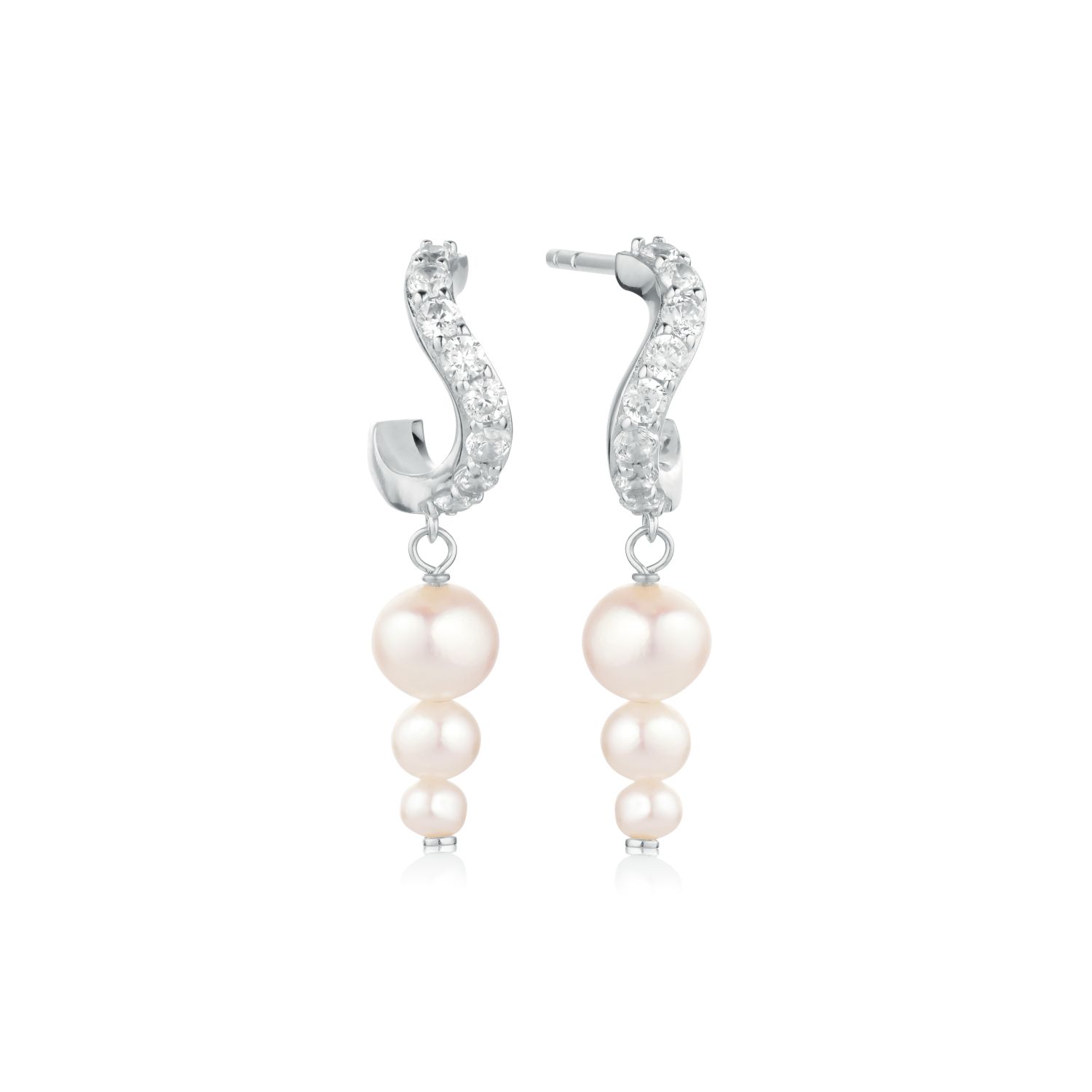 Ponza Lungo Zuchtperle Zirkonia Ohrschmuck (Ohrring Ohrstecker) SJ-E12352-PCZ
