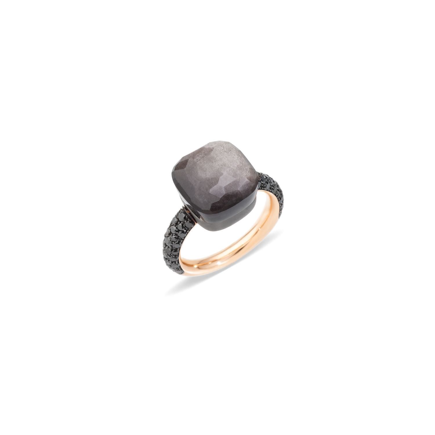 SALE 17%: Pomellato Ring Nudo Maxi RG/Titanium Obsidian Black Diamond Ring PAB4011OT000DBKOS