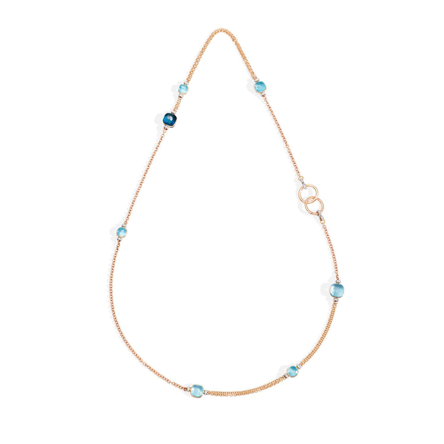 SALE 25%: Pomellato Collier Nudo RG/WG Sky Blue Topaz/London Blue Topaz Diamond 90cm Kette - Collier PCB9050O6000BOYTL